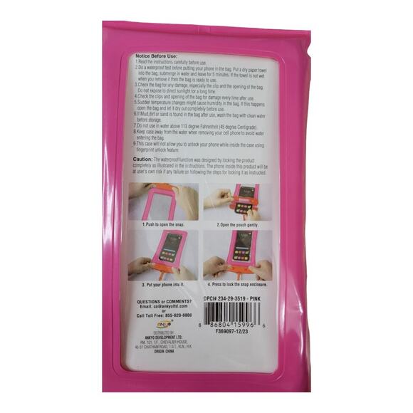 NEW IPX7 Universal Waterproof Locking Phone Case in Pink/Orange - Picture 4 of 4